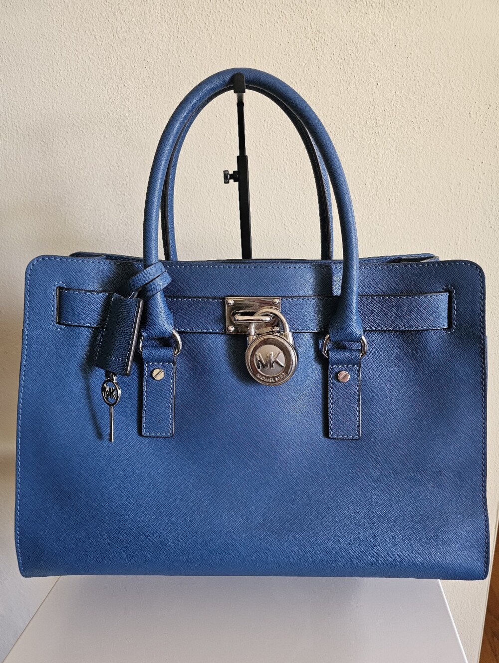 Michael Kors Blue Leather Satchel with Silver Hardware - Picture 13 of 14